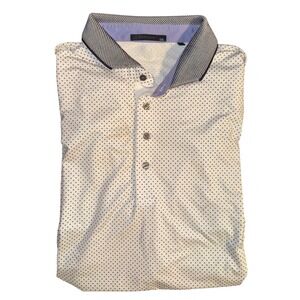 GREYSON‎ Men's XXL White Polo Shirt Short Sleeve Dot Print Carlton Meter Golf